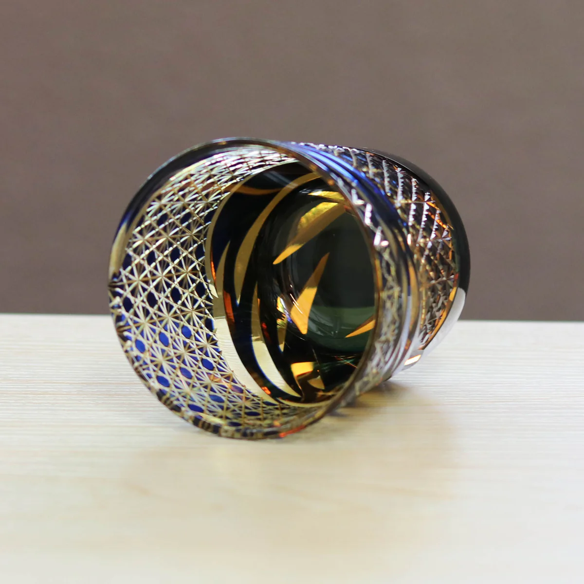 Old Fashioned Glass-Otaru Kiriko/Miyabi/      Amber Blue(Ruri)/Fukagawa Glass Craft