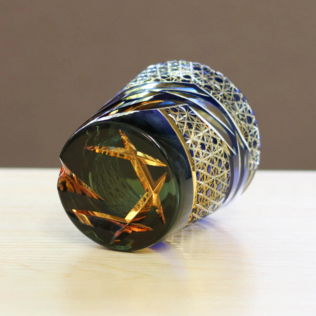 Old Fashioned Glass-Otaru Kiriko/Miyabi/      Amber Blue(Ruri)/Fukagawa Glass Craft