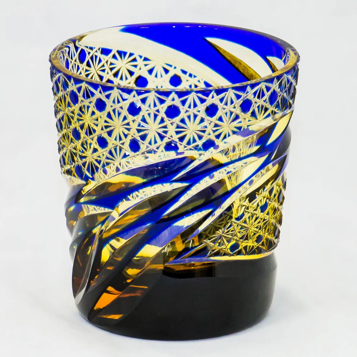 Old Fashioned Glass-Otaru Kiriko/Miyabi/      Amber Blue(Ruri)/Fukagawa Glass Craft