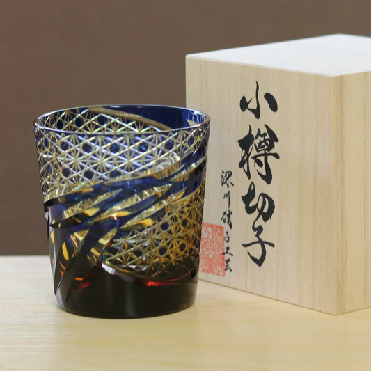 Old Fashioned Glass-Otaru Kiriko/Miyabi/      Amber Blue(Ruri)/Fukagawa Glass Craft