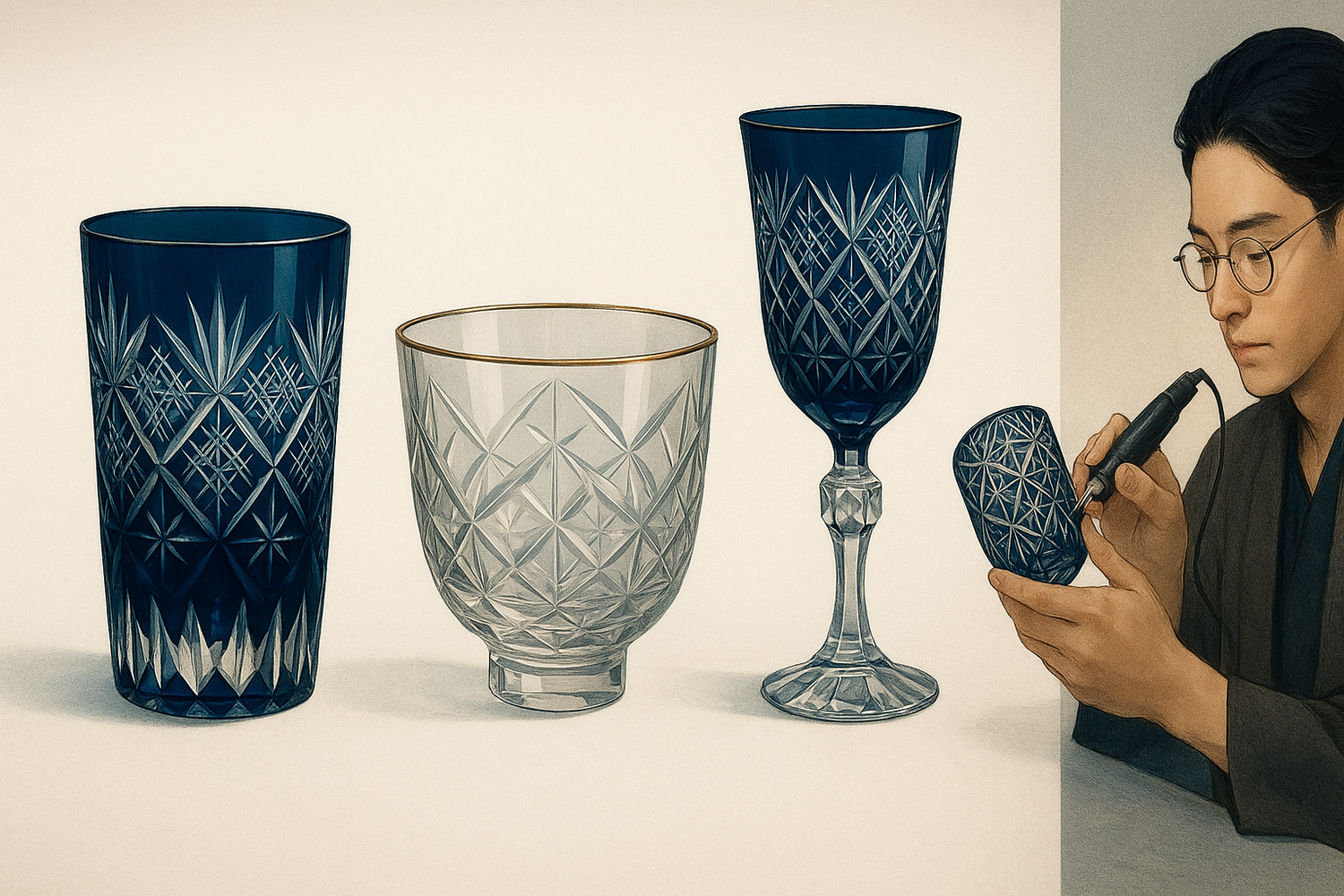 hazme una imagen mas alargada de la hisotoria de edokiriko, que se note lujo, exclusividad y minimalismo